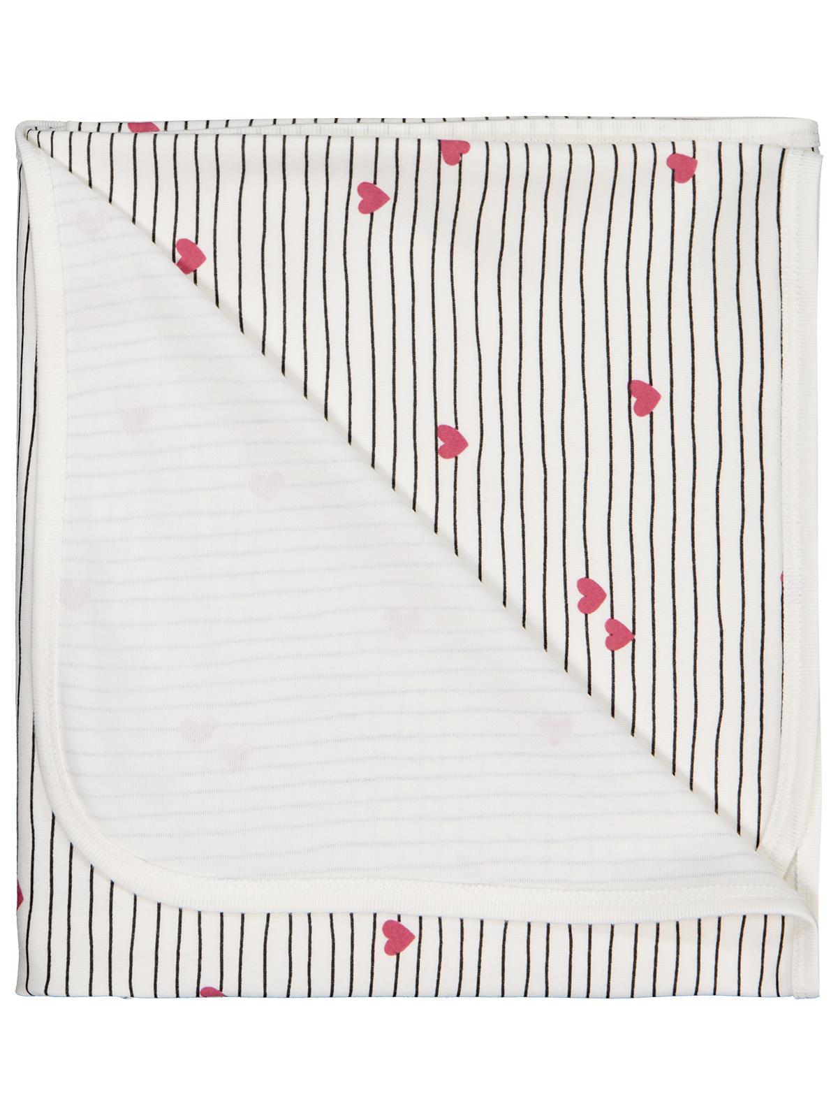 Civil Baby Çizgi Kalp Empirme Battaniye - Ekru