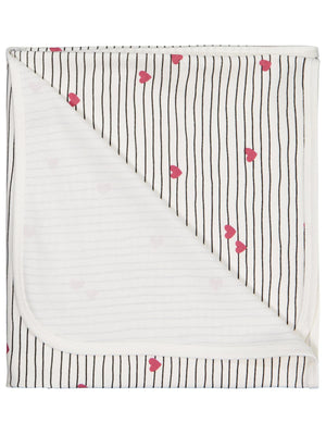 Civil Baby Çizgi Kalp Empirme Battaniye - Ekru