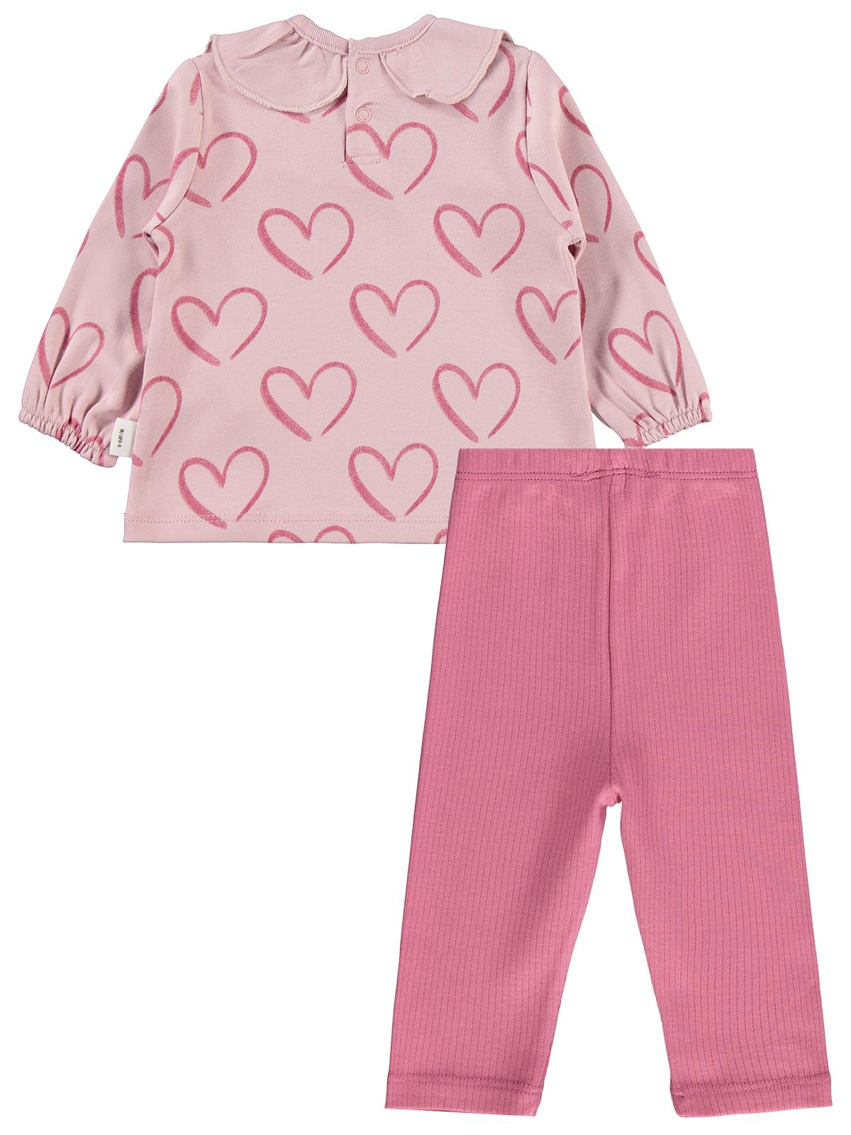 Civil Baby Tramlı Kalp Empirme 6-18 Ay Takım - Pembe