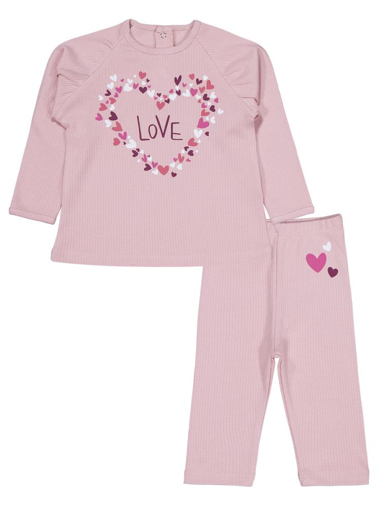 Civil Baby Çiçek Love Baskılı 6-18 Ay Takım - Pembe