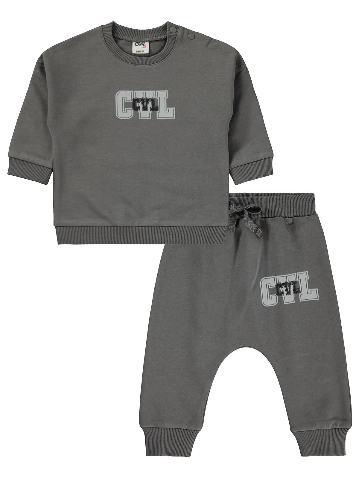 Civil Baby CVL Baskılı 6-18 Ay Takım - Gri