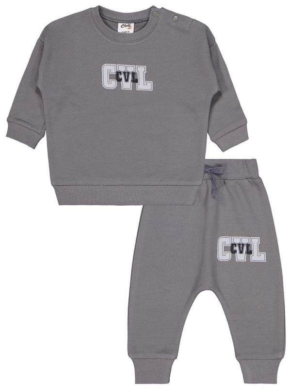 Civil Baby CVL Baskılı 6-18 Ay Takım - Gri