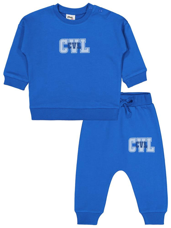Civil Baby CVL Baskılı 6-18 Ay Takım - Mavi