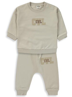 Civil Baby CVL Baskılı 6-18 Ay Takım - Bej