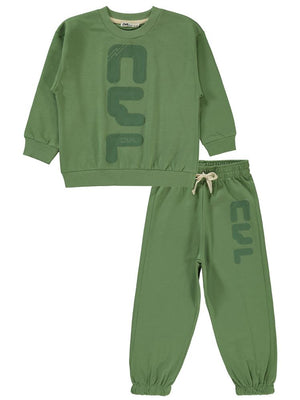 Civil Boys CVL Nakışlı 2-5 Yaş Eşofman Takımı - Haki