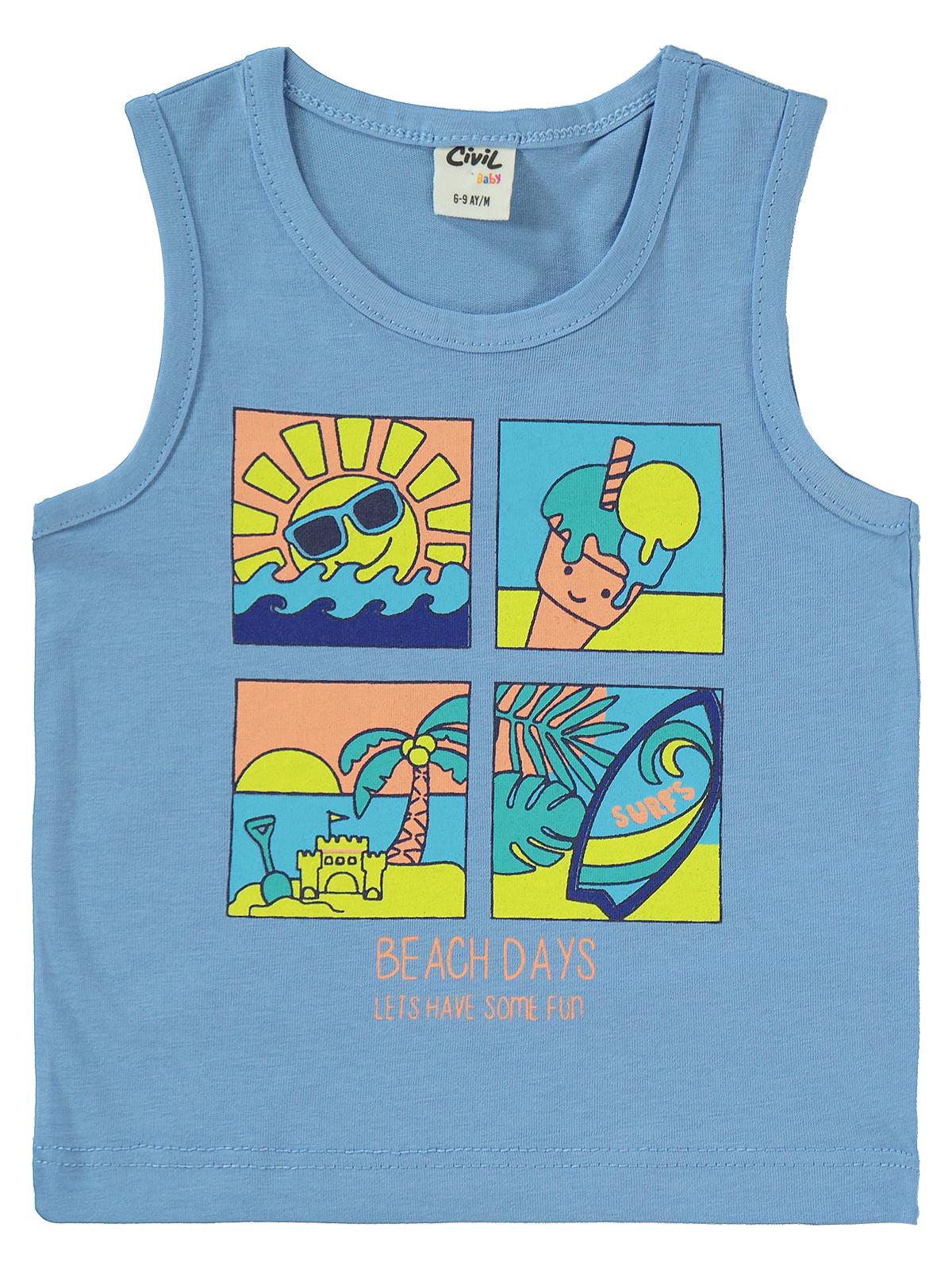 Civil Baby Beach Days Baskılı 6-18 Ay Takım - Bebe Mavi