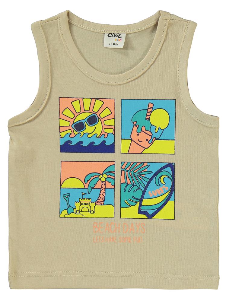 Civil Baby Beach Days Baskılı 6-18 Ay Takım - Bej