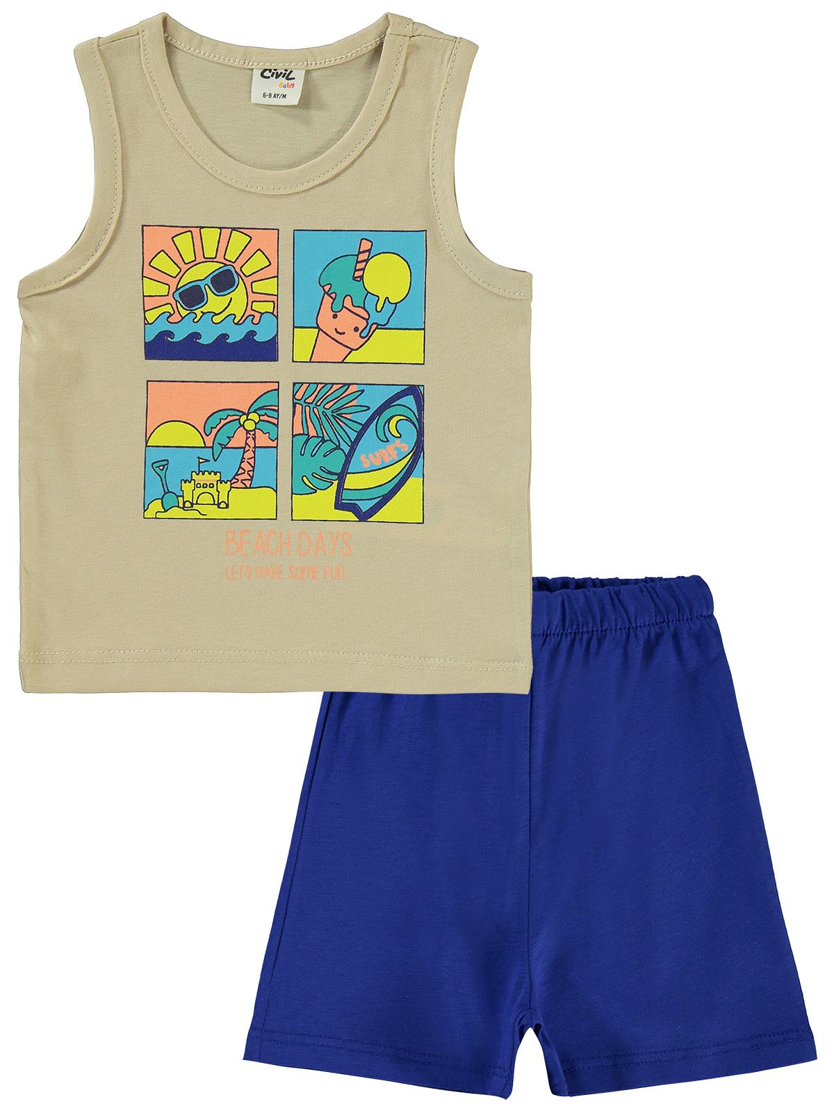 Civil Baby Beach Days Baskılı 6-18 Ay Takım - Bej