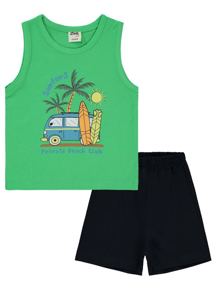 Civil Baby Surfers Baskılı 6-18 Ay Takım - Yeşil