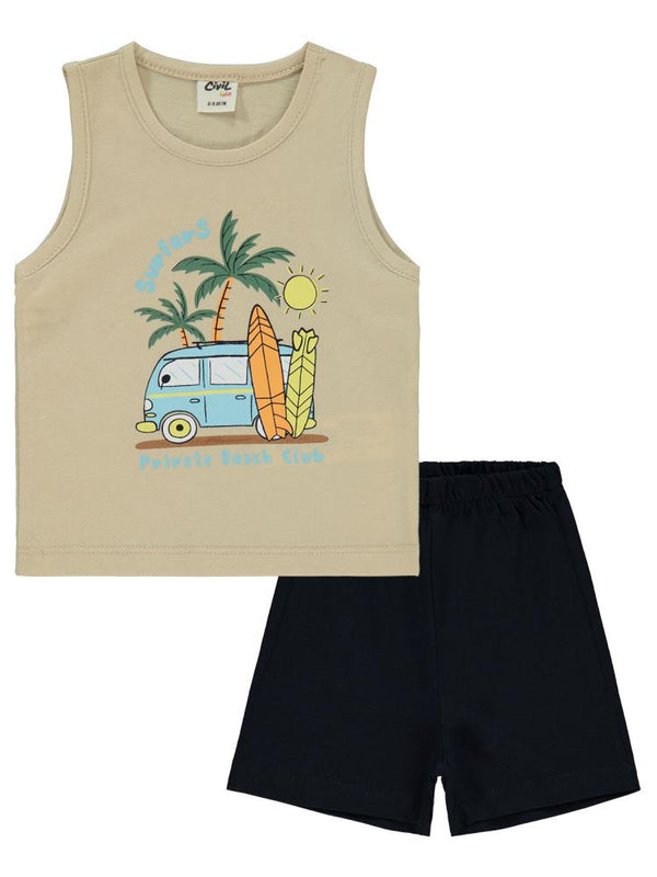 Civil Baby Surfers Baskılı 6-18 Ay Takım - Bej