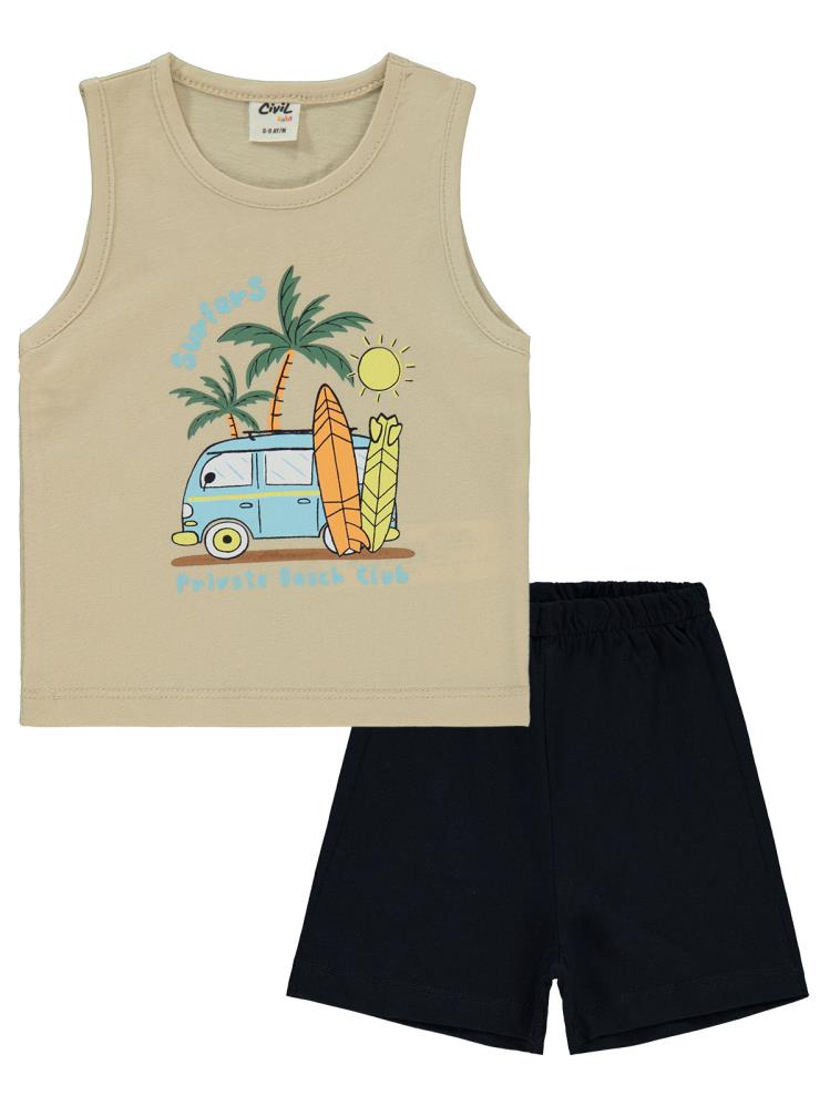 Civil Baby Surfers Baskılı 6-18 Ay Takım - Bej