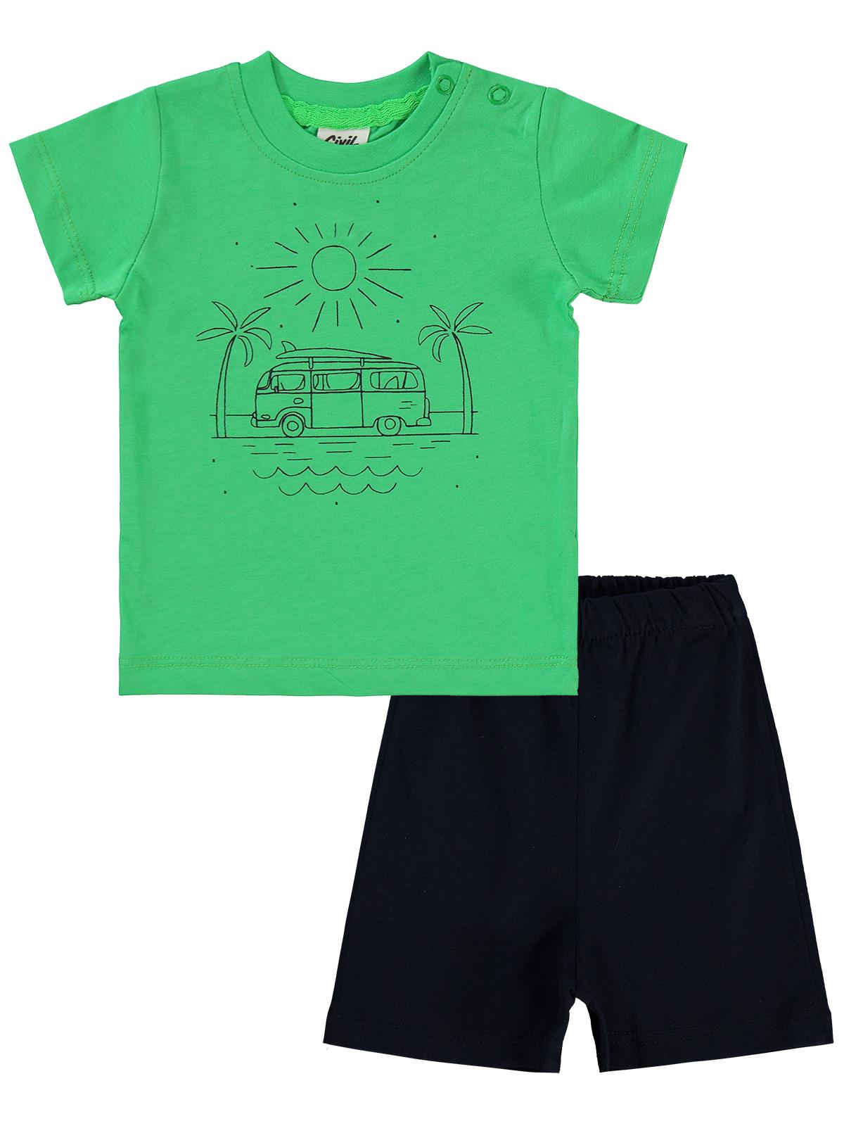 Civil Baby Karavan Baskılı 6-18 Ay Takım - Yeşil