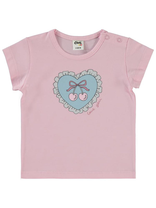 Civil Baby Kalp Baskılı 6-18 Ay Takım - Pembe