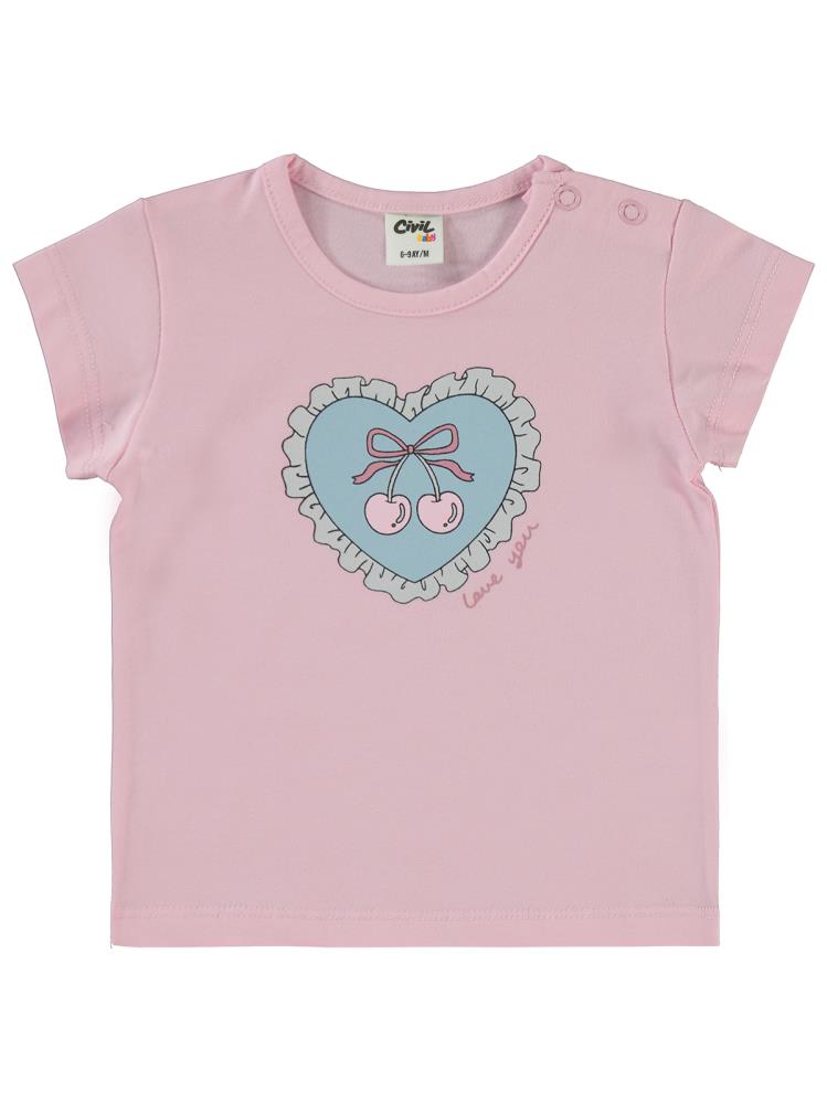 Civil Baby Kalp Baskılı 6-18 Ay Takım - Pembe