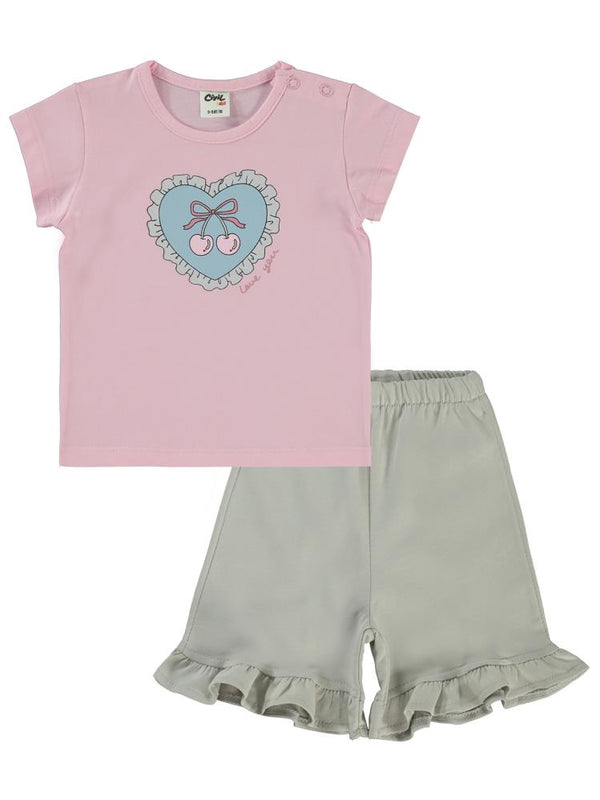 Civil Baby Kalp Baskılı 6-18 Ay Takım - Pembe