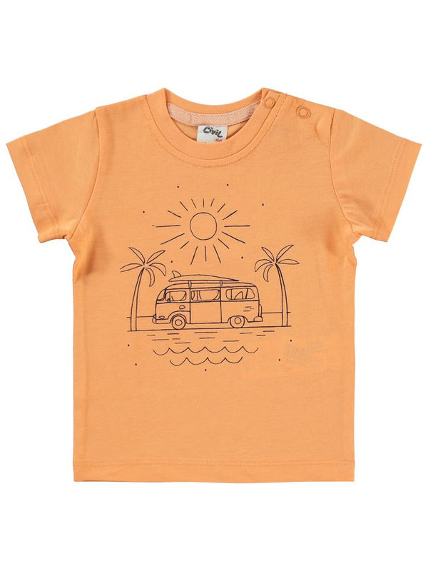 Civil Baby Karavan Baskılı 6-18 Ay Takım - Turuncu