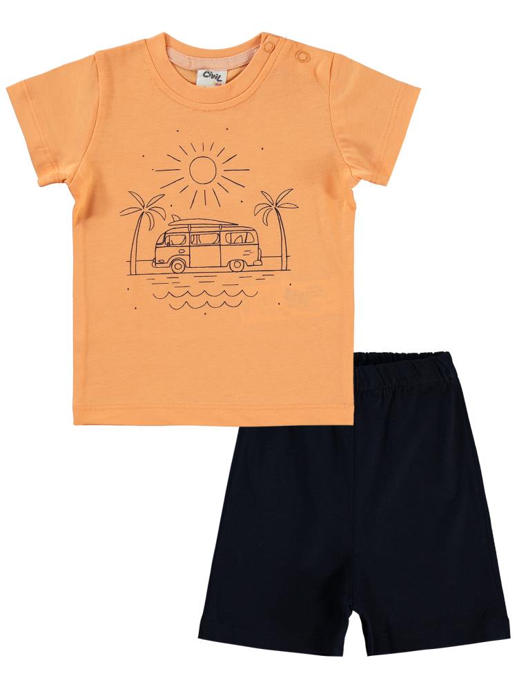 Civil Baby Karavan Baskılı 6-18 Ay Takım - Turuncu