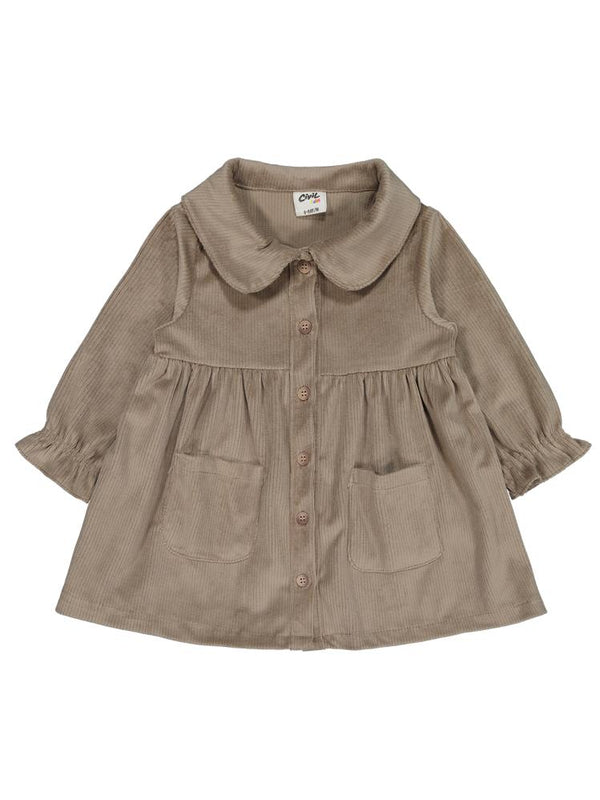 Civil Baby Düğme ve Cepli 6-18 Ay Elbise - Bej