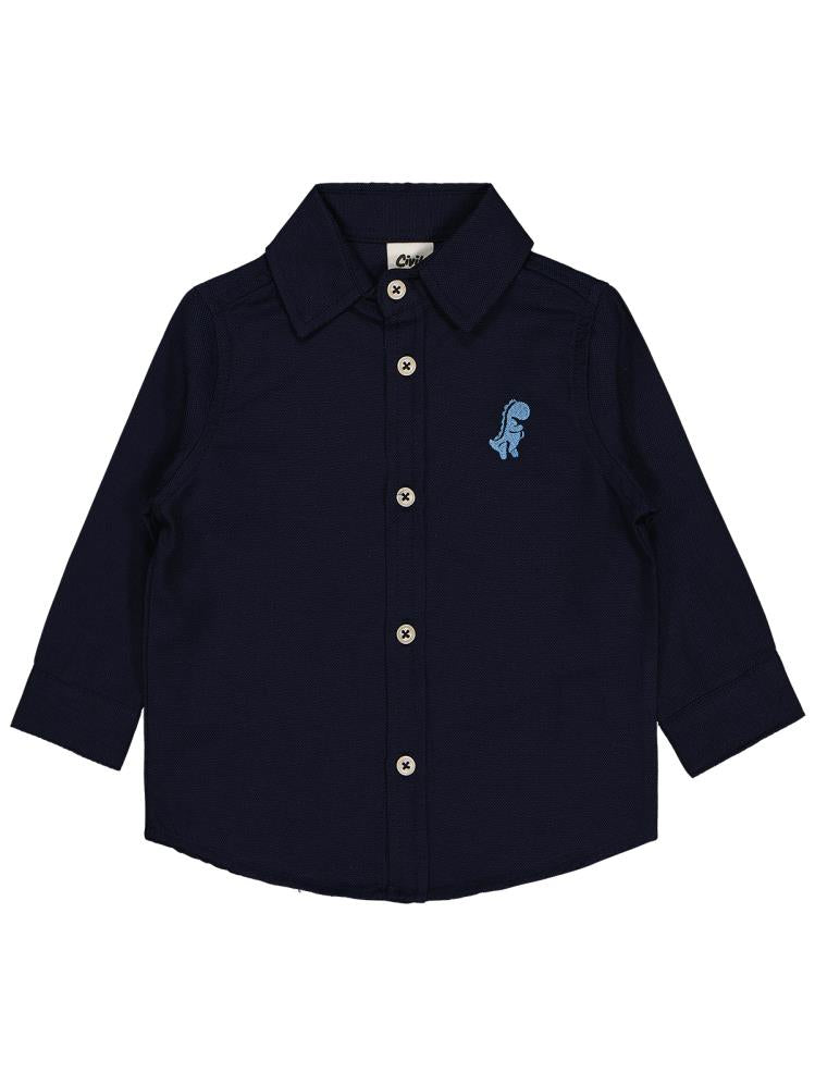 Civil Baby Dinozor Nakışlı 6-18 Ay Gömlek - Lacivert