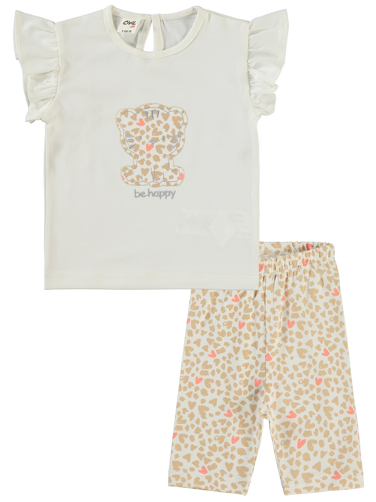 Civil Baby Be Happy Nakışlı 6-18 Ay Takım - Ekru