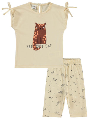 Civil Baby Kedi Baskılı 6-18 Ay Takım - Fil Dişi