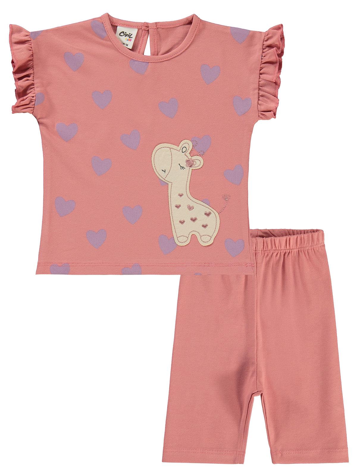 Civil Baby Zürafa Nakışlı 6-18 Ay Takım - Turuncu