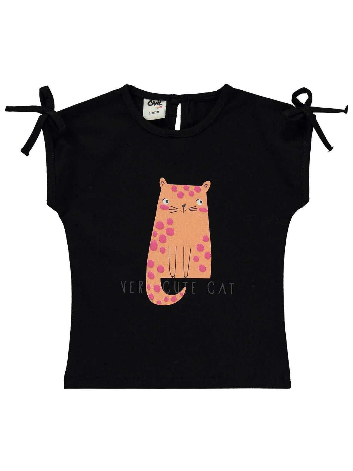 Civil Baby Kedi Baskılı 6-18 Ay Takım - Siyah