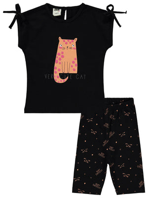 Civil Baby Kedi Baskılı 6-18 Ay Takım - Siyah