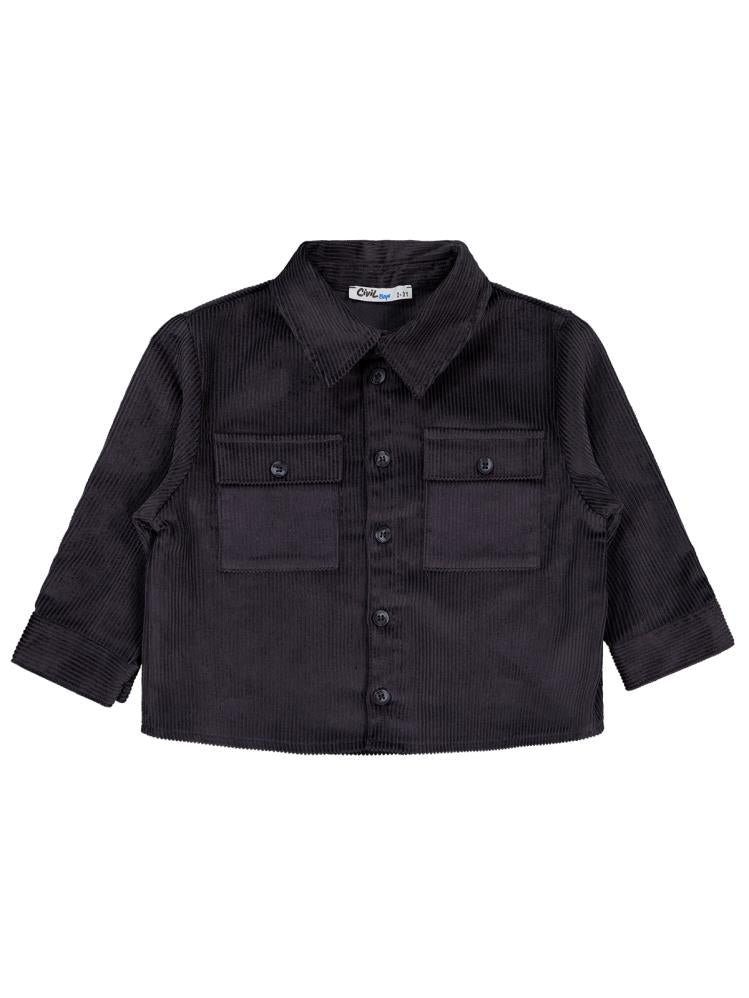 Civil Boys Çift Cepli Kadife 2-5 Yaş Gömlek - Gri