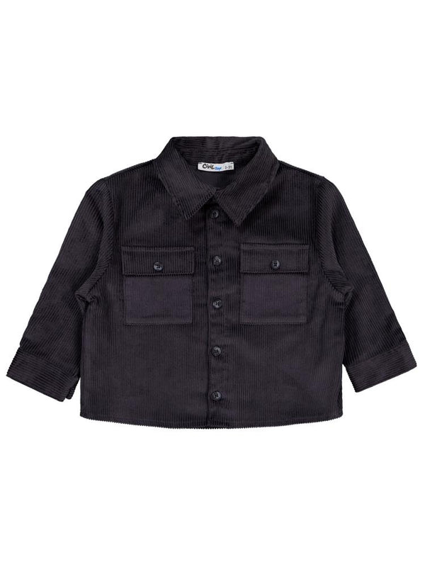 Civil Boys Çift Cepli Kadife 2-5 Yaş Gömlek - Gri
