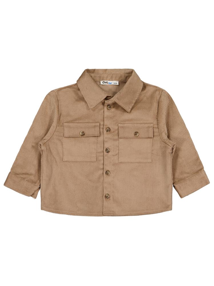 Civil Boys Çift Cepli Kadife 2-5 Yaş Gömlek - Bej