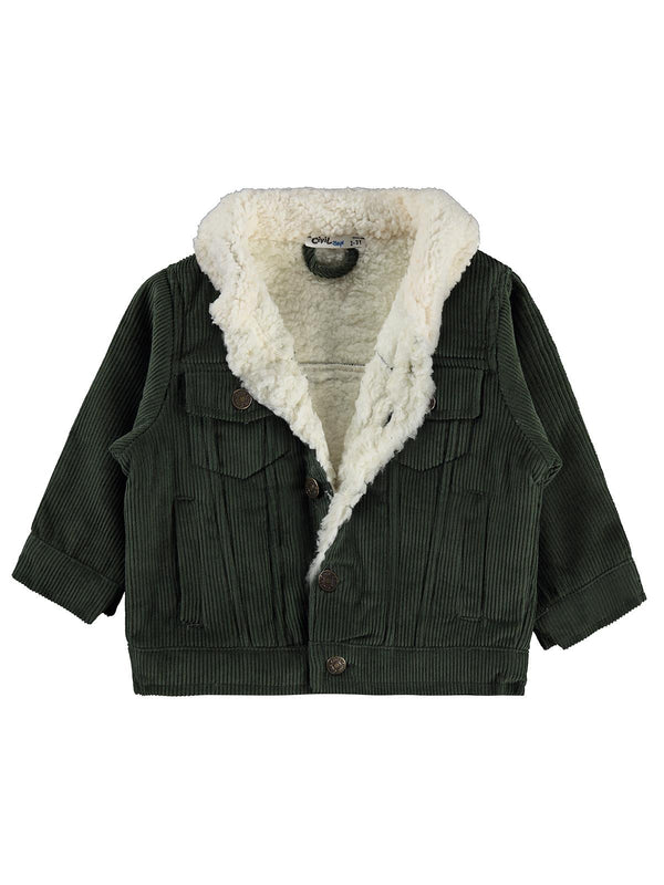 Civil Boys İçi Polarlı Düğmeli Kadife 2-5 Yaş Ceket - Haki
