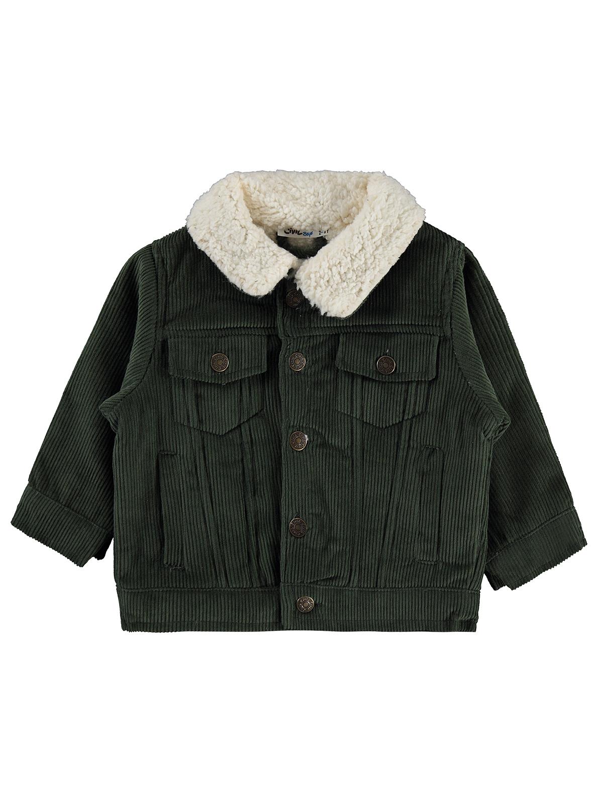 Civil Boys İçi Polarlı Düğmeli Kadife 2-5 Yaş Ceket - Haki