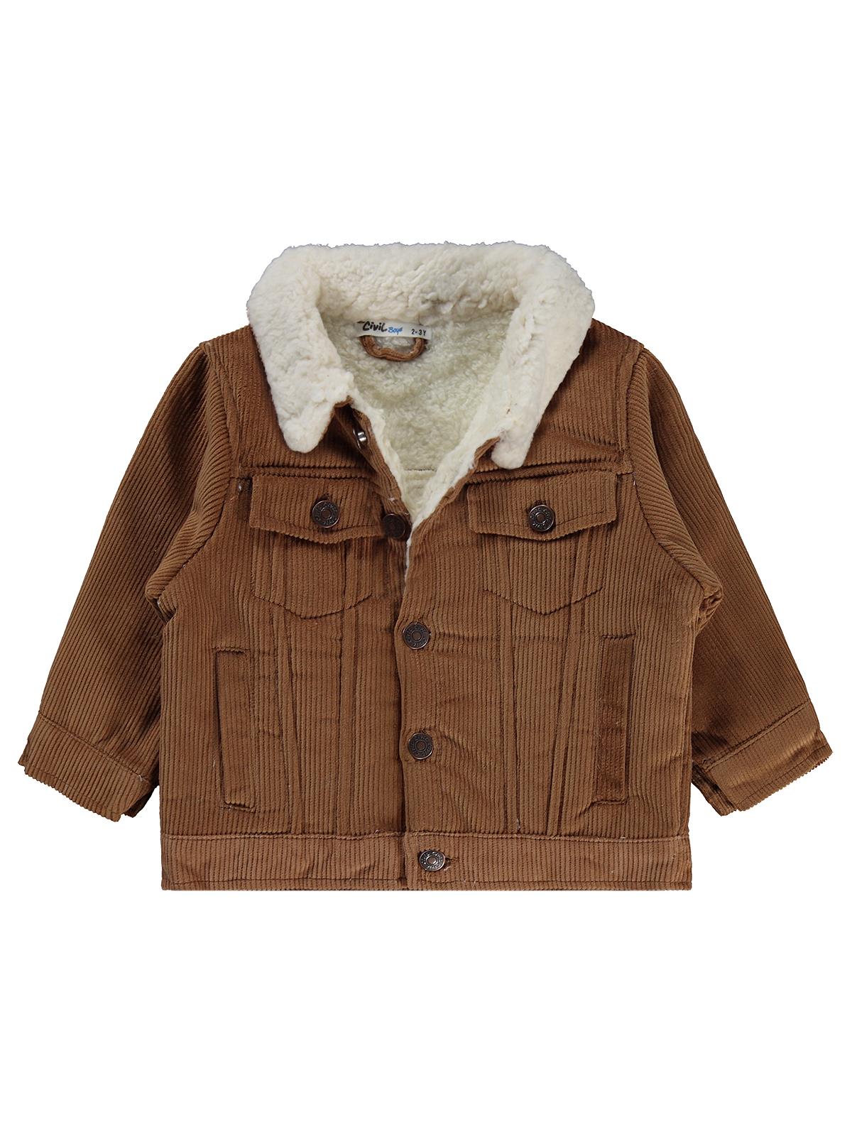 Civil Boys İçi Polarlı Düğmeli Kadife 2-5 Yaş Ceket - Kahve
