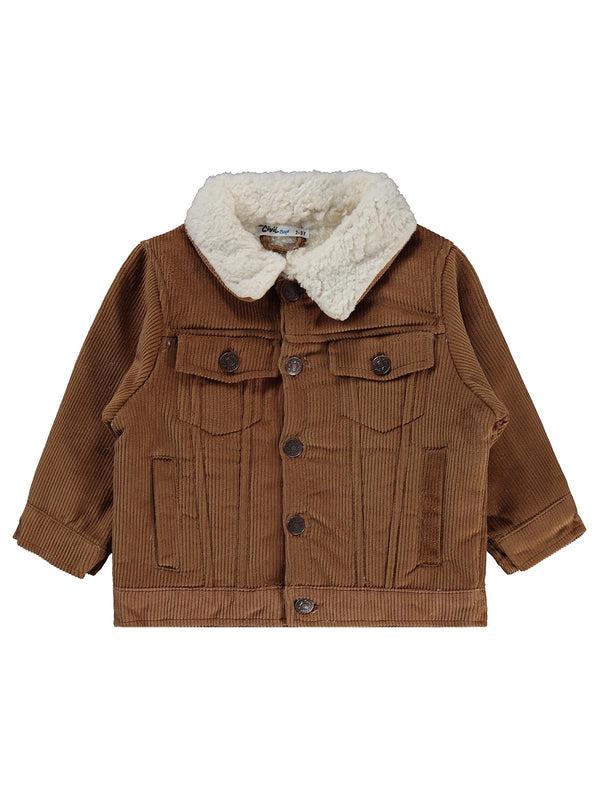 Civil Boys İçi Polarlı Düğmeli Kadife 2-5 Yaş Ceket - Kahve