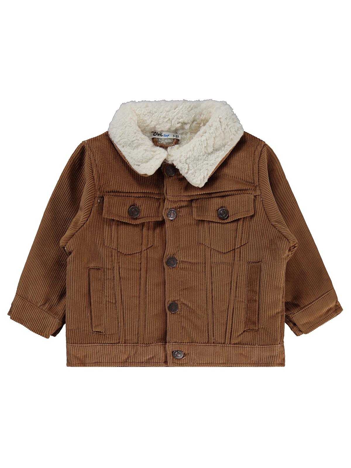 Civil Boys İçi Polarlı Düğmeli Kadife 2-5 Yaş Ceket - Kahve