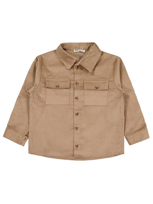Civil Boys Çift Cepli Kadife 6-9 Yaş Gömlek - Bej