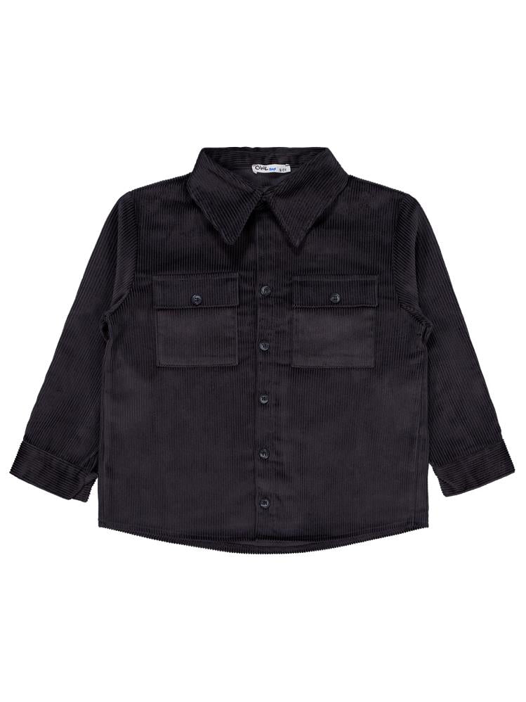 Civil Boys Çift Cepli Kadife 6-9 Yaş Gömlek - Gri