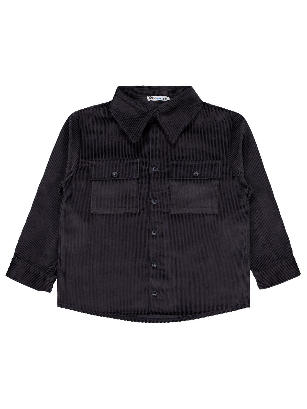 Civil Boys Çift Cepli Kadife 6-9 Yaş Gömlek - Gri