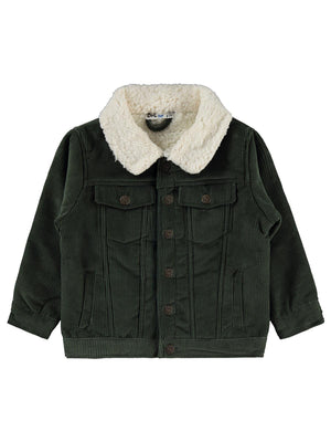 Civil Boys İçi Polarlı Düğmeli Kadife 10-13 Yaş Ceket - Haki