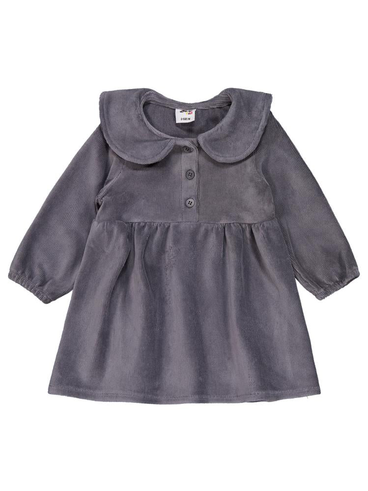 Civil Baby Düğme Detaylı 6-18 Ay Elbise - Gri