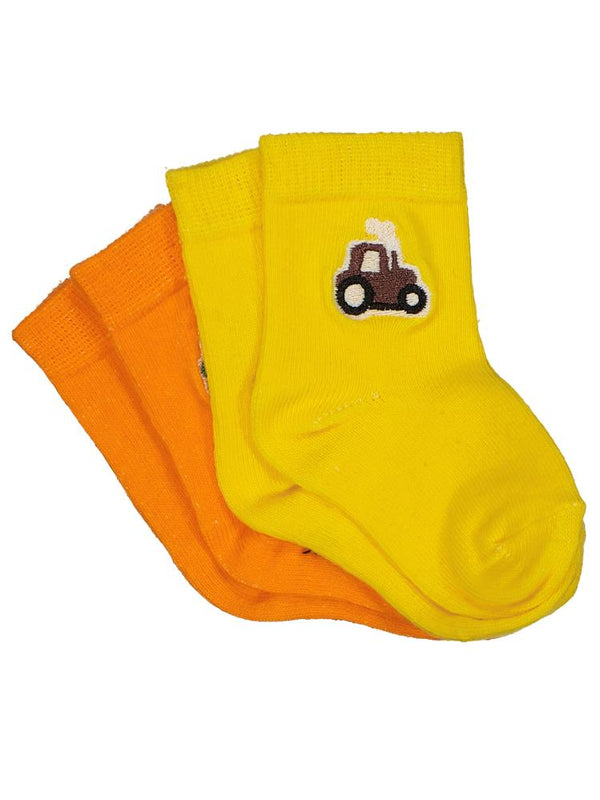 Civil Baby Traktör Aksesuar Nakışlı 2'li 6-18 Ay Bebek Erkek Çorap Set - Sarı
