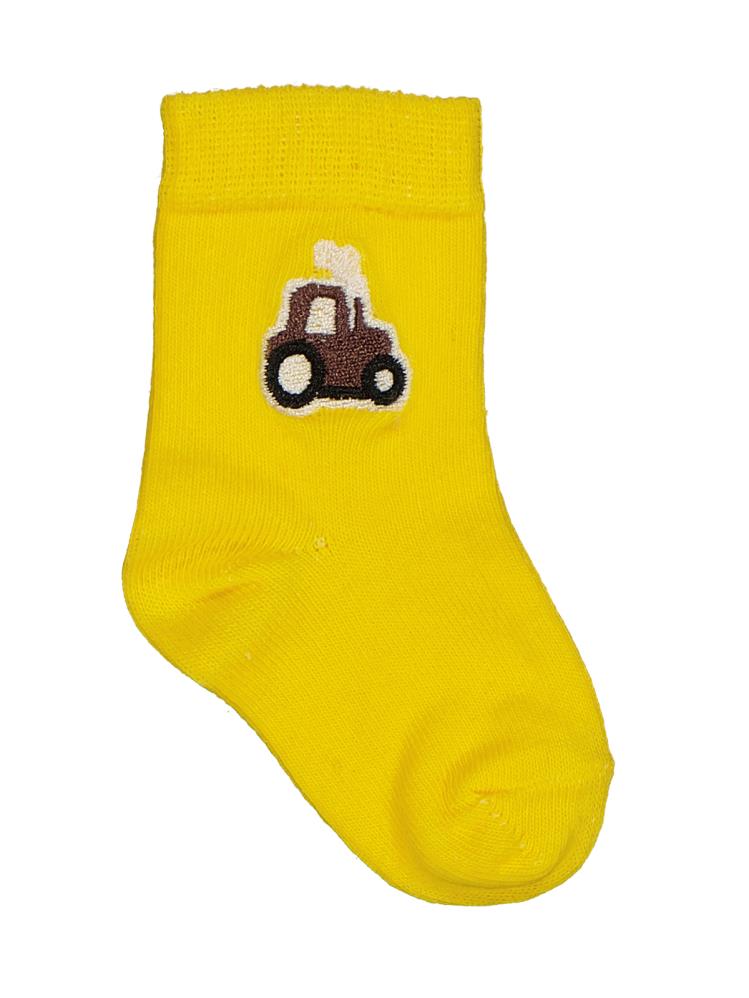 Civil Baby Traktör Aksesuar Nakışlı 2'li 6-18 Ay Bebek Erkek Çorap Set - Sarı