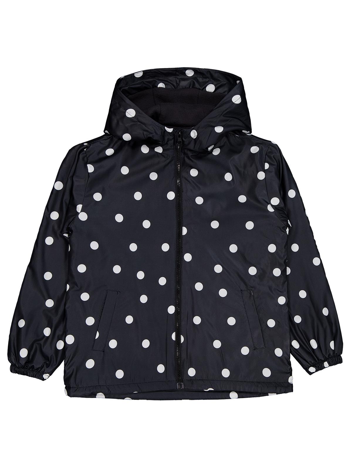 Civil Girls Polarlı Puan Baskılı 10-13 Yaş Yağmurluk - Siyah