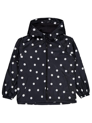 Civil Girls Polarlı Puan Baskılı 10-13 Yaş Yağmurluk - Siyah