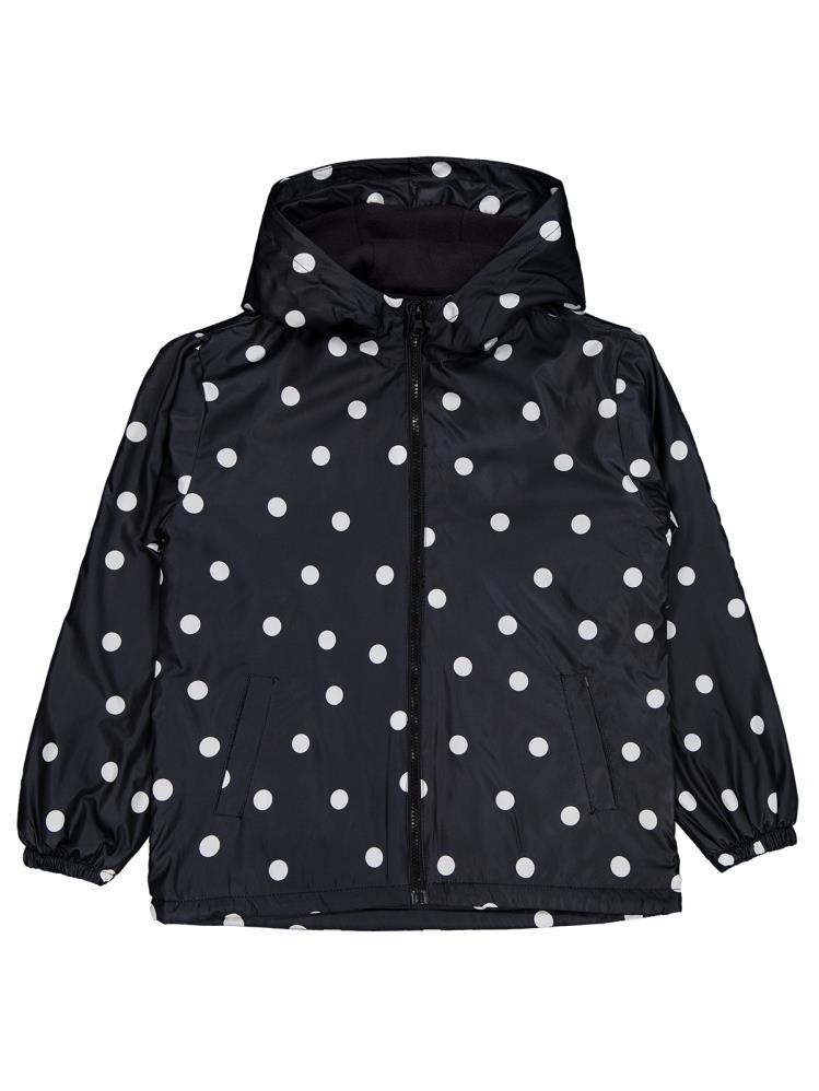 Civil Girls Polarlı Puan Baskılı 10-13 Yaş Yağmurluk - Siyah