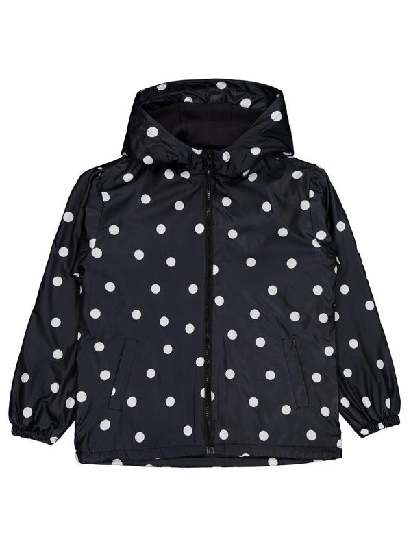 Civil Girls Polarlı Puan Baskılı 10-13 Yaş Yağmurluk - Siyah