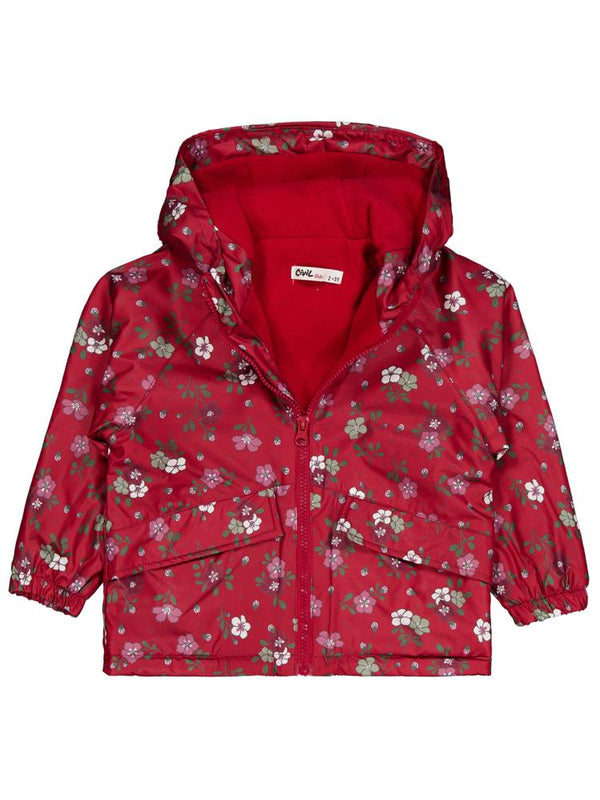 Civil Girls Polarlı Çiçek Desenli 2-5 Yaş Yağmurluk - Bordo