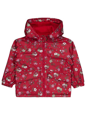 Civil Girls Polarlı Çiçek Desenli 2-5 Yaş Yağmurluk - Bordo