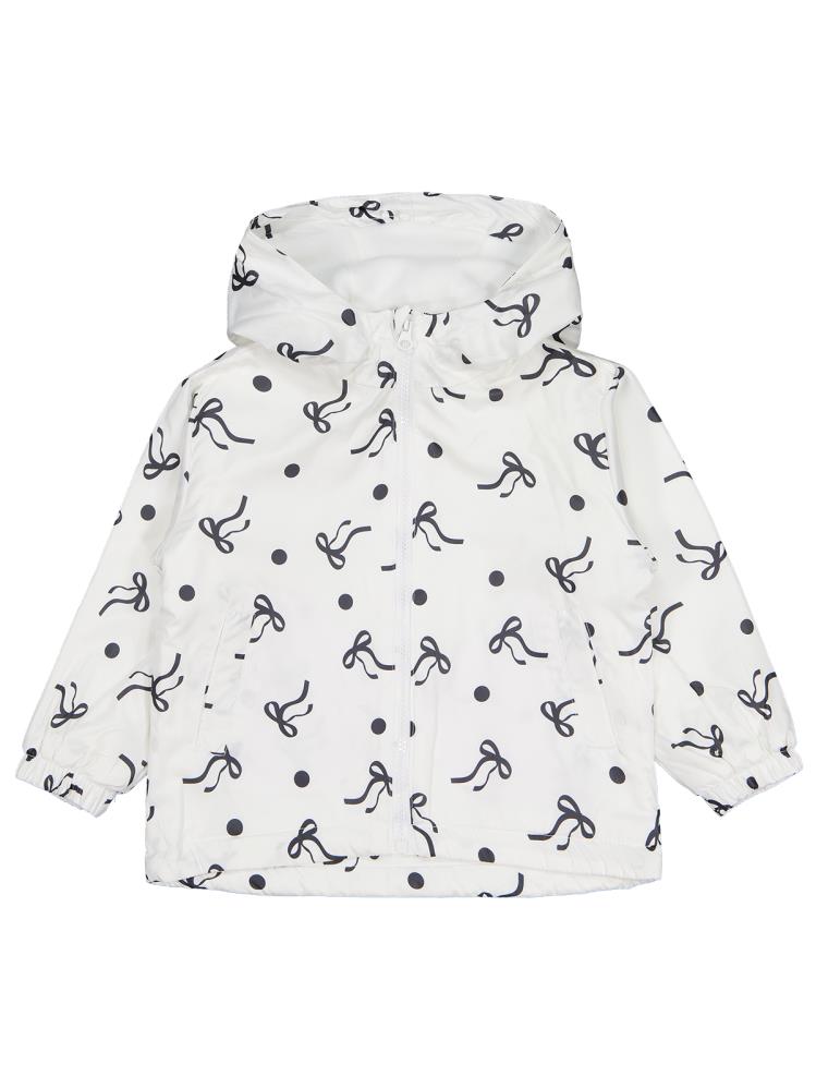 Civil Girls Polarlı Fiyonk Baskılı 2-5 Yaş Yağmurluk - Ekru